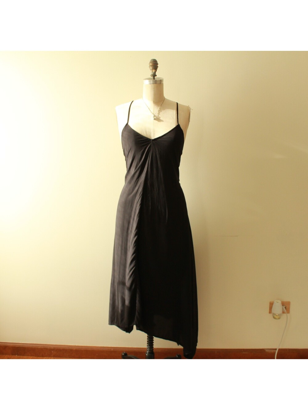 ModCloth Black Handkerchief Hem Strappy Midi Dress XS